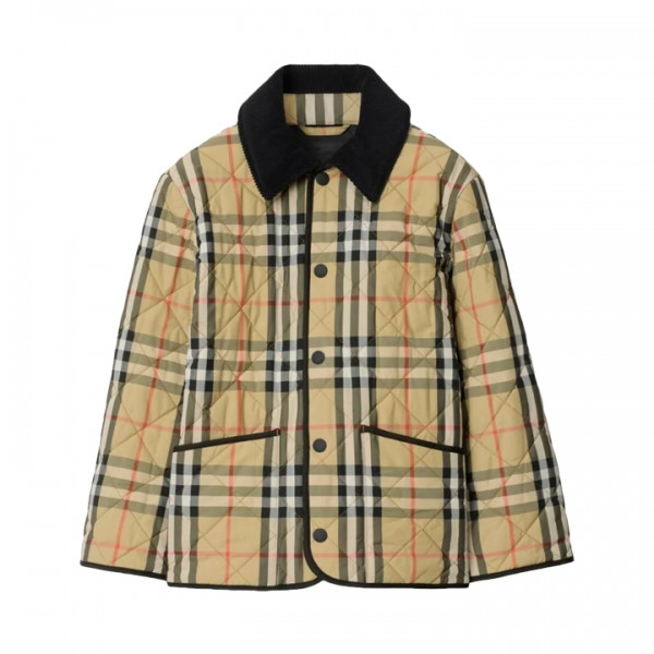 ◆키즈◆25FW 여성 샌드체크 퀄팅 만조니 자켓 베이지 8108500