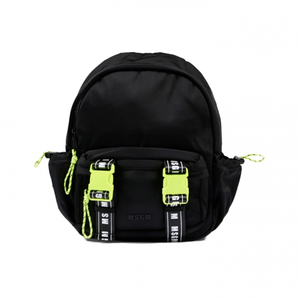 ◆키즈◆키즈 로고 스트랩 나일론 백팩 블랙/라임 F5MSJUBP084 11041