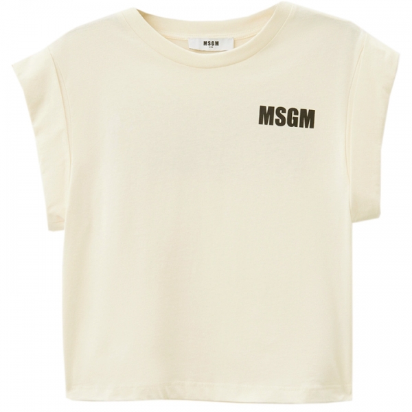 ◆키즈◆25SS 여성 탑 로고 티셔츠 아이보리 S5MSJGTH083 01