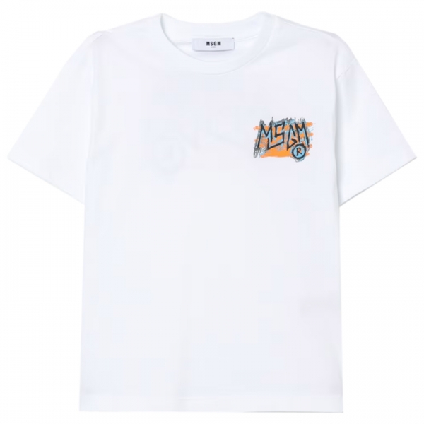 ◆키즈◆25SS 키즈 백로고 프린트 크루넥 티셔츠 화이트 S5MSJBTH308 001