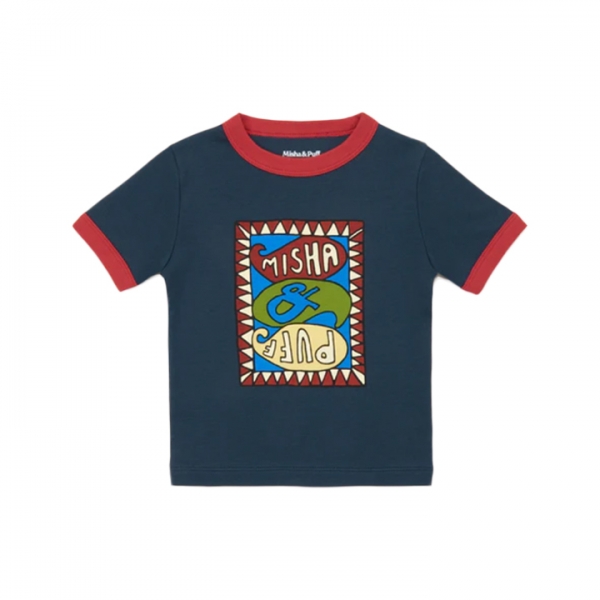 ◆키즈◆키즈 그루비 페이즐리 링거 반팔 티셔츠 네이비 K3137F25 446