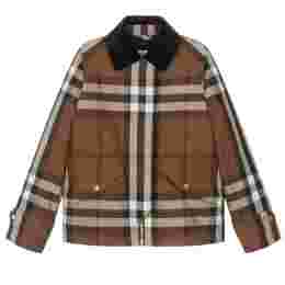 ◆키즈◆23FW 여성 빈티지 체크 패턴 자켓 다크버치브라운 8069481