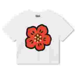 ◆키즈◆24SS 키즈 플라워 로고 티셔츠 화이트 K60383 12P