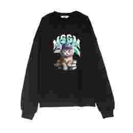 ◆키즈◆25FW 키즈 캣 로고 맨투맨 블랙 F5MSJGSW125 110