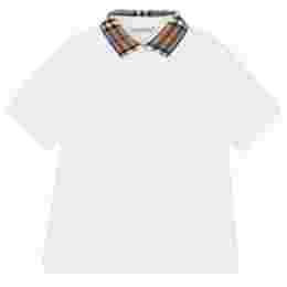 ◆키즈◆24SS 키즈 체크 카라 티셔츠 화이트 8073160