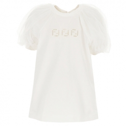 ◆키즈◆23SS 여성 로고 러플 티셔츠 화이트 JFI231 AEY6 F0ZNM