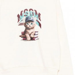 ◆키즈◆25FW 키즈 캣 로고 맨투맨 아이보리 F5MSJGSW125 013