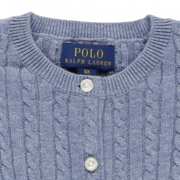 ◆키즈◆23SS 여성 포니 자수 케이블 가디건 다크블루 543047 044