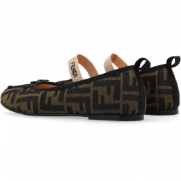 ◆키즈◆24SS 키즈 FF 자카드 플랫슈즈 브라운 JFR376 AQ75 F1NJB