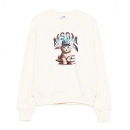 ◆키즈◆25FW 키즈 캣 로고 맨투맨 아이보리 F5MSJGSW125 013