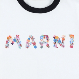 ◆키즈◆25SS 키즈 플로럴 프린트 로고 티셔츠 화이트 M01428 M00HZ 0M100