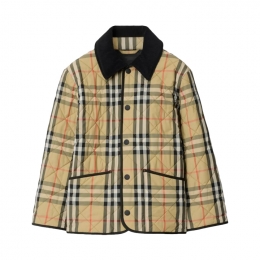 ◆키즈◆25FW 여성 샌드체크 퀄팅 만조니 자켓 베이지 8108500