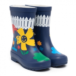 ◆키즈◆21FW 키즈 플로럴 레인부츠 네이비 603399 SRD04 G408