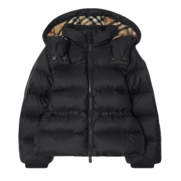 ◆키즈◆25SS 여성 체크 후드 푸퍼 자켓 블랙 8100103