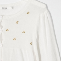 ◆키즈◆21SS 키즈 체리 골드 자수 가디건 화이트 S01GCAKN1601 102C