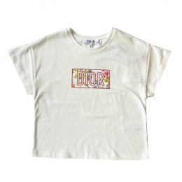 ◆키즈◆24FW 여성 플라워 로고 자수 티셔츠 화이트 4WBM13TEES 013