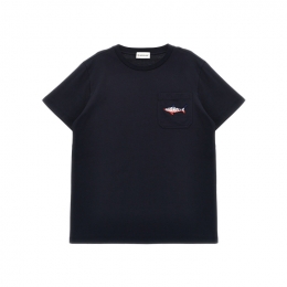 ◆키즈◆키즈 SQUALO 로고 패치 반팔 티셔츠 네이비 8C000 30 89AFV 778