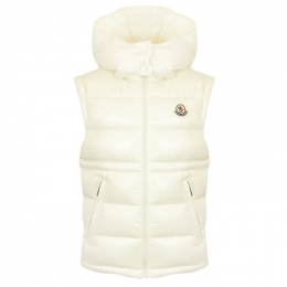 ◆키즈◆22FW 키즈 ANIA 로고 패치 후드 패딩 조끼 아이보리 1A000 64 68950 034