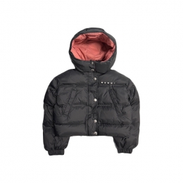 ◆키즈◆키즈 로고 후드 크롭 패딩자켓 블랙 M01538 M00LY 0M900