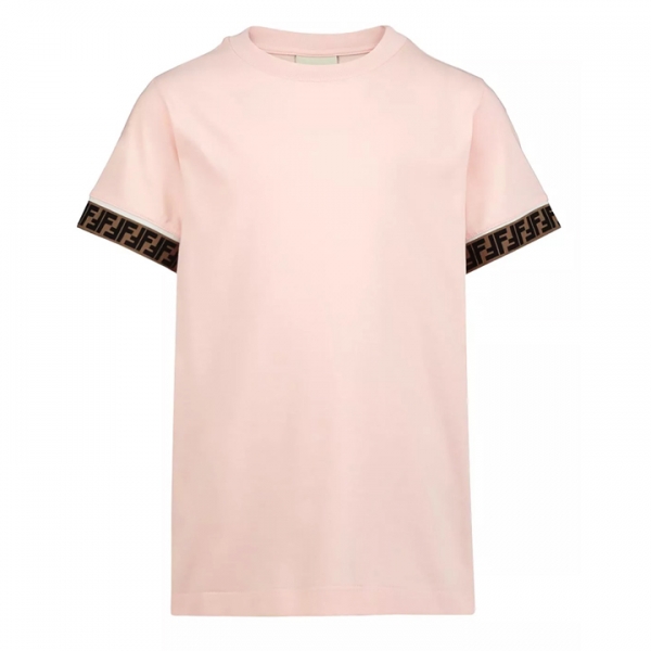 ◆키즈◆23SS 여성 FF 로고 디테일 티셔츠 핑크 JUI018 7AJ F16WG